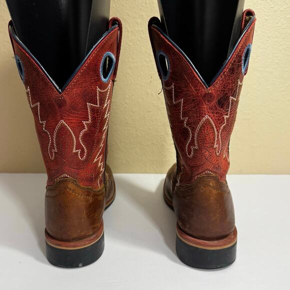 Smoky Mountain Youth Brown Ostrich Style 3752C Square Toe Cowboy Boots - Sz 13.5 - Picture 3 of 7